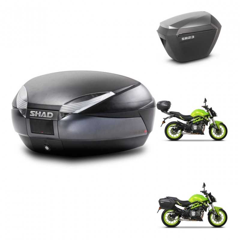 SHAD Side cases + rear trunk + mounting hardware + 3p hardware SH48 DARK GREY PREMIUM SH23 ALU KIT-273095