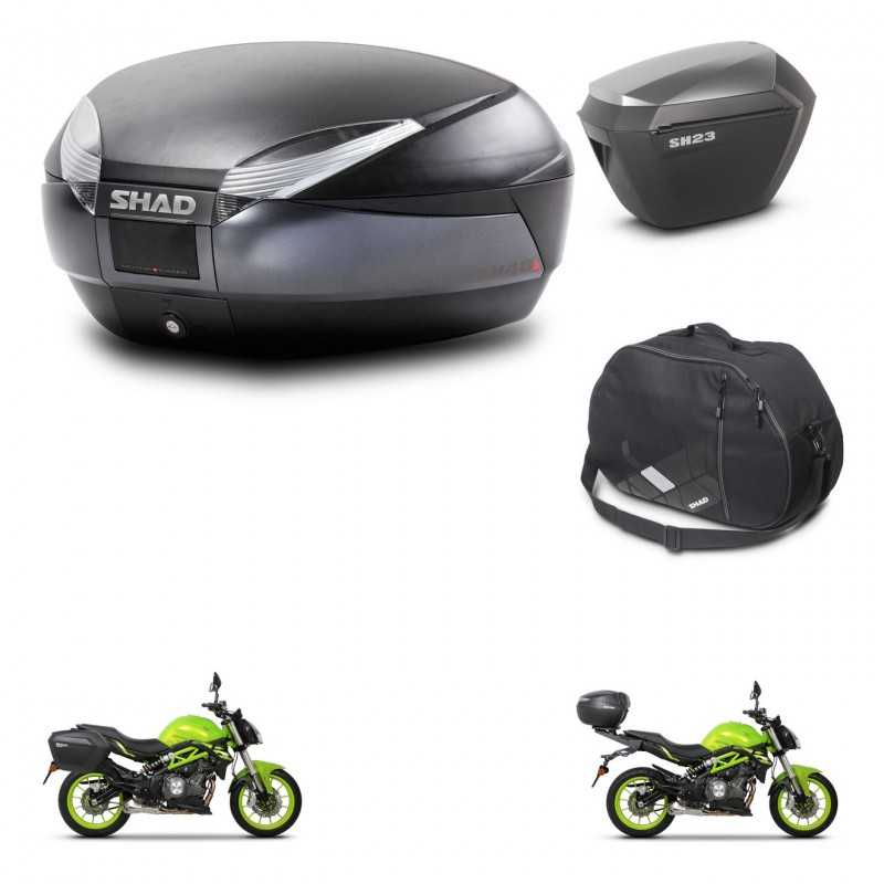 SHAD Side cases + rear trunk + inner bag + mounting hardware + 3p hardware SH48 DARK GREY PREMIUM SH23 ALU KIT-273113