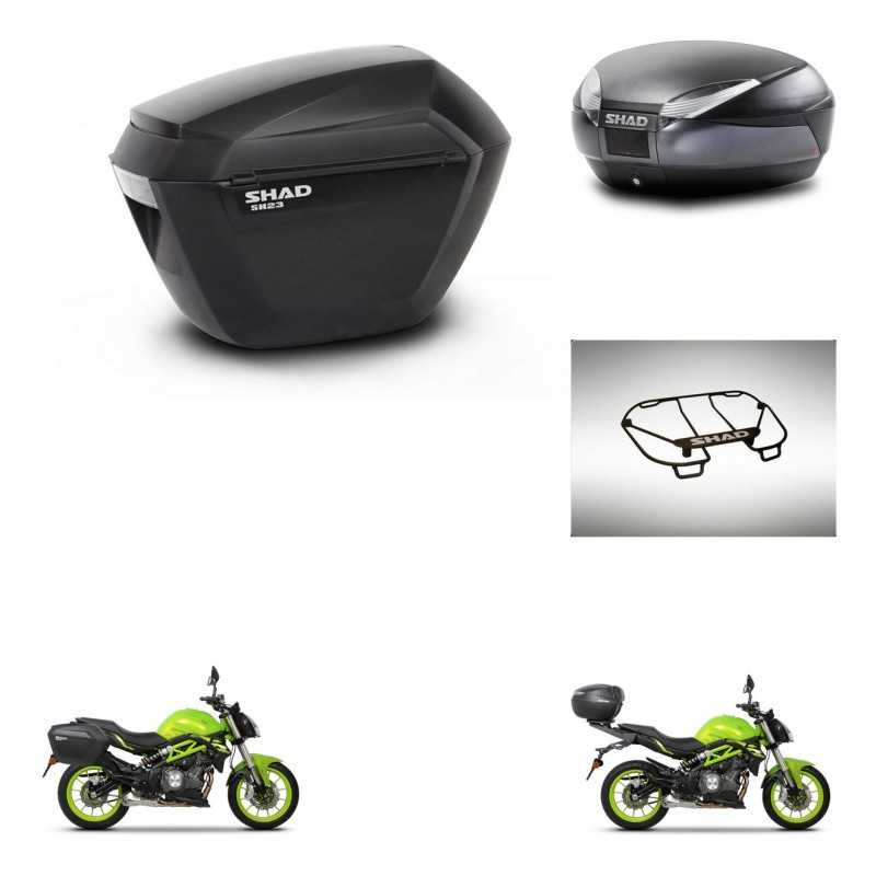 SHAD Rear trunk + side cases + upper rack rack + mounting hardware + 3p hardware SH23 SH48 DARK GREY PREMIUM KIT-273125