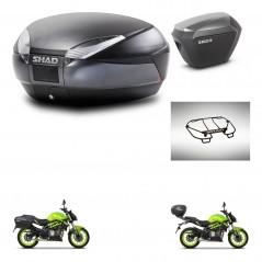 SHAD Side cases + rear trunk + upper rack rack + mounting hardware + 3p hardware SH48 DARK GREY PREMIUM SH23 ALU KIT-273131