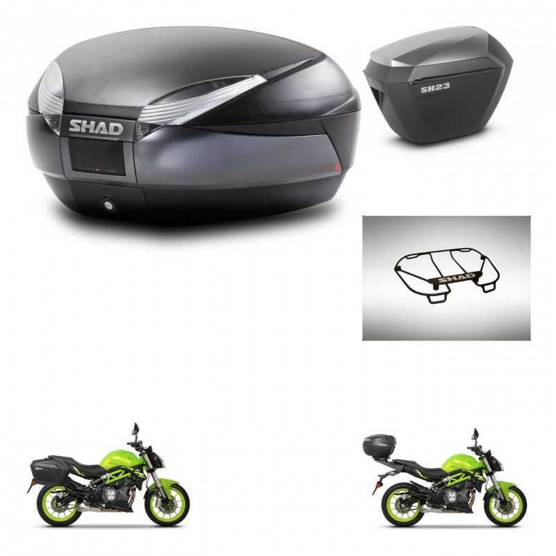 SHAD Side cases + rear trunk + upper rack rack + mounting hardware + 3p hardware SH48 DARK GREY PREMIUM SH23 ALU KIT-273131