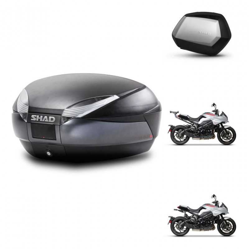 SHAD Maletas laterales + baul trasero herraje montaje 3p SH48 DARK GREY PREMIUM SC SH35 KIT-273166