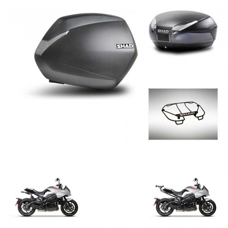 SHAD Rear trunk + side cases + upper rack rack + mounting hardware + 3p hardware SH36 SH 36 SH48 DARK GREY PREMIUM KIT-273196