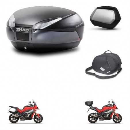 SHAD Maletas laterales + baul trasero bolsa interna herraje montaje 3p SH48 DARK GREY PREMIUM SC SH35 KIT-273309