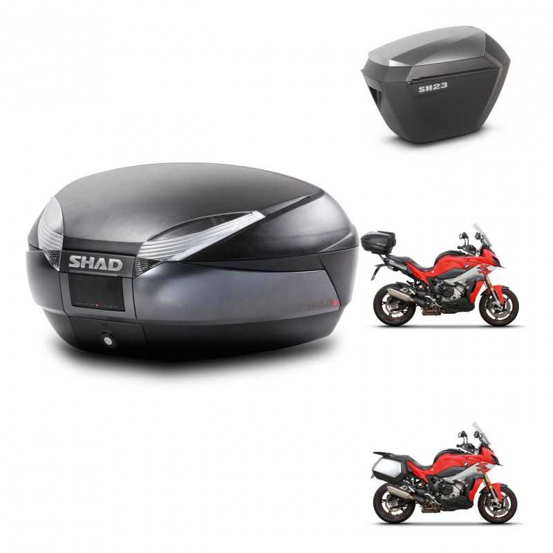 SHAD Side cases + rear trunk + mounting hardware + 3p hardware SH48 DARK GREY PREMIUM SH23 ALU KIT-273311