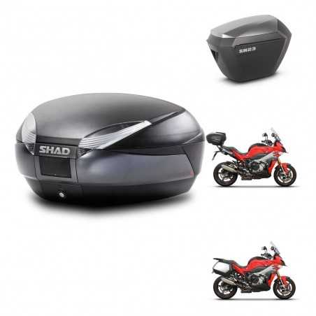 SHAD Maletas laterales + baul trasero herraje montaje 3p SH48 DARK GREY PREMIUM SH23 ALU KIT-273311