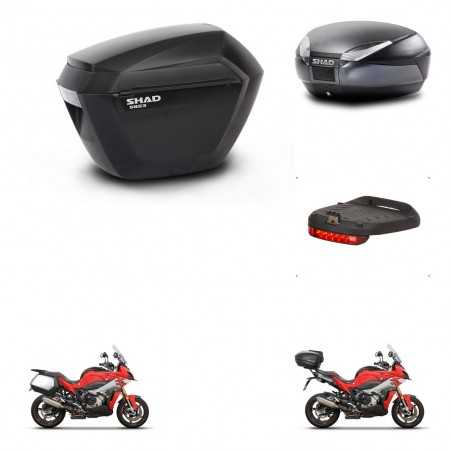 SHAD Baul trasero + maletas laterales luz de freno herraje montaje 3p SH23 SH48 DARK GREY PREMIUM KIT-273314