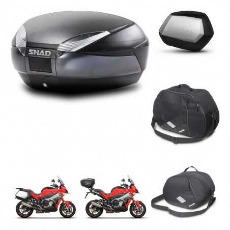 SHAD Maletas laterales + baul trasero accesorios herraje montaje 3p SH48 DARK GREY PREMIUM SC SH35 KIT-273327