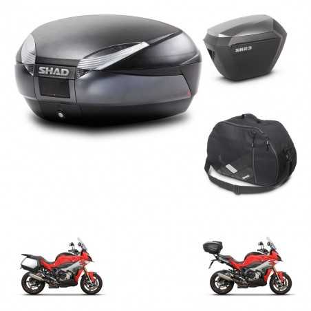 SHAD Maletas laterales + baul trasero bolsa interna herraje montaje 3p SH48 DARK GREY PREMIUM SH23 ALU KIT-273329