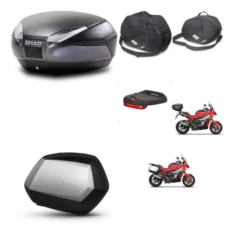 SHAD Maletas laterales + baul trasero accesorios herraje montaje 3p SH48 DARK GREY PREMIUM SC SH35 KIT-273336