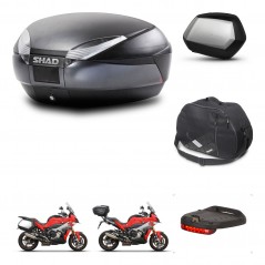 SHAD Maletas laterales + baul trasero accesorios herraje montaje 3p SH48 DARK GREY PREMIUM SC SH35 KIT-273337