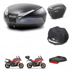 SHAD Maletas laterales + baul trasero accesorios herraje montaje 3p SH48 DARK GREY PREMIUM SH23 ALU KIT-273338
