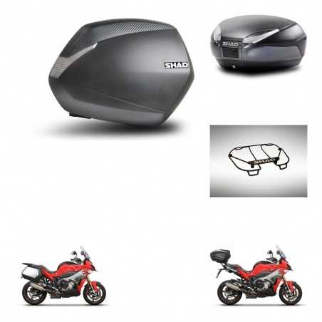 SHAD Baul trasero + maletas laterales parrilla portabultos superior herraje montaje 3p SH36 SH 36 SH48 DARK GREY PREMIUM KIT-273