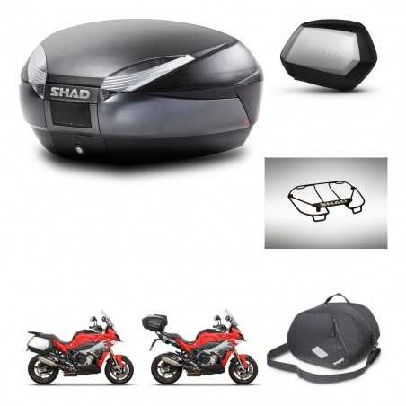 SHAD Maletas laterales + baul trasero accesorios herraje montaje 3p SH48 DARK GREY PREMIUM SC SH35 KIT-273345
