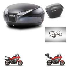 SHAD Side cases + rear trunk + upper rack rack + mounting hardware + 3p hardware SH48 DARK GREY PREMIUM SH23 ALU KIT-273347