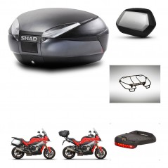 SHAD Maletas laterales + baul trasero accesorios herraje montaje 3p SH48 DARK GREY PREMIUM SC SH35 KIT-273355