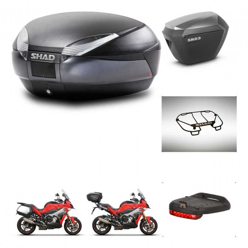 SHAD Maletas laterales + baul trasero accesorios herraje montaje 3p SH48 DARK GREY PREMIUM SH23 ALU KIT-273356