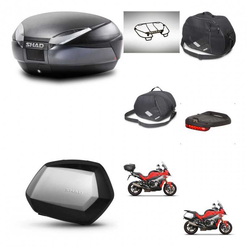 SHAD Maletas laterales + baul trasero accesorios herraje montaje 3p SH48 DARK GREY PREMIUM SC SH35 KIT-273372