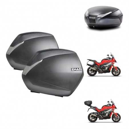SHAD Baul trasero + maletas laterales herraje 3p montaje SH36 SH 36 SH48 DARK GREY PREMIUM KIT-273376