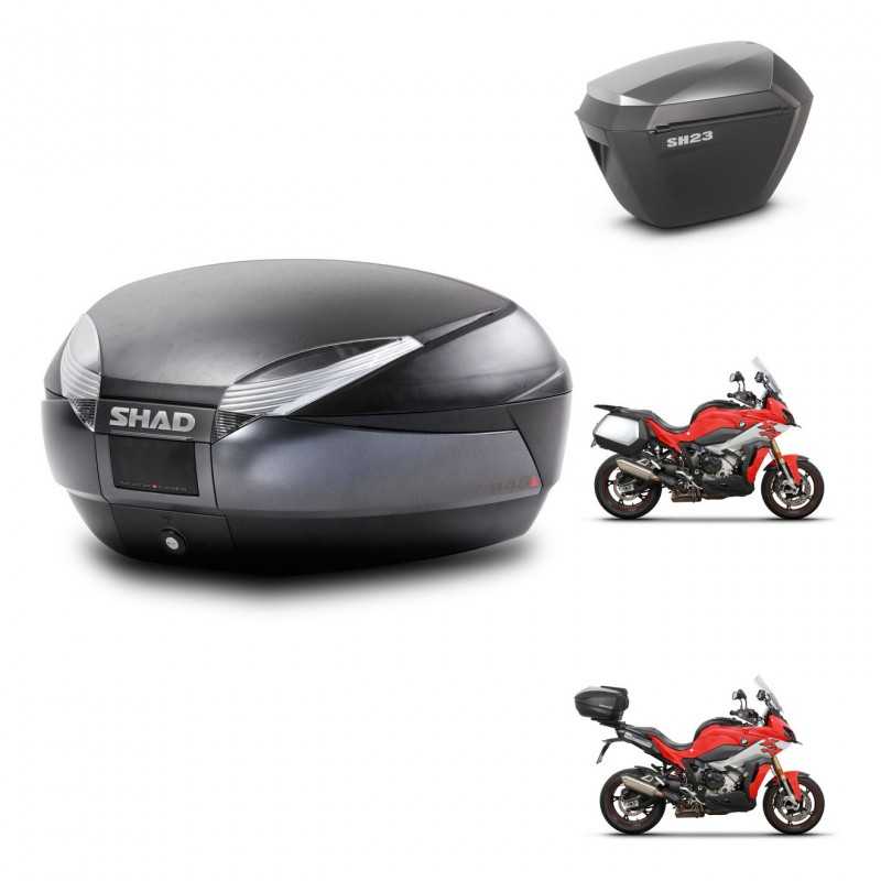 SHAD Side cases + rear trunk + 3p hardware + mounting hardware SH48 DARK GREY PREMIUM SH23 ALU KIT-273383