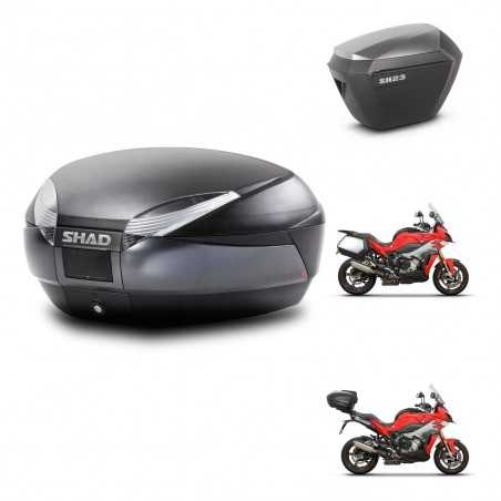 SHAD Maletas laterales + baul trasero herraje 3p montaje SH48 DARK GREY PREMIUM SH23 ALU KIT-273383