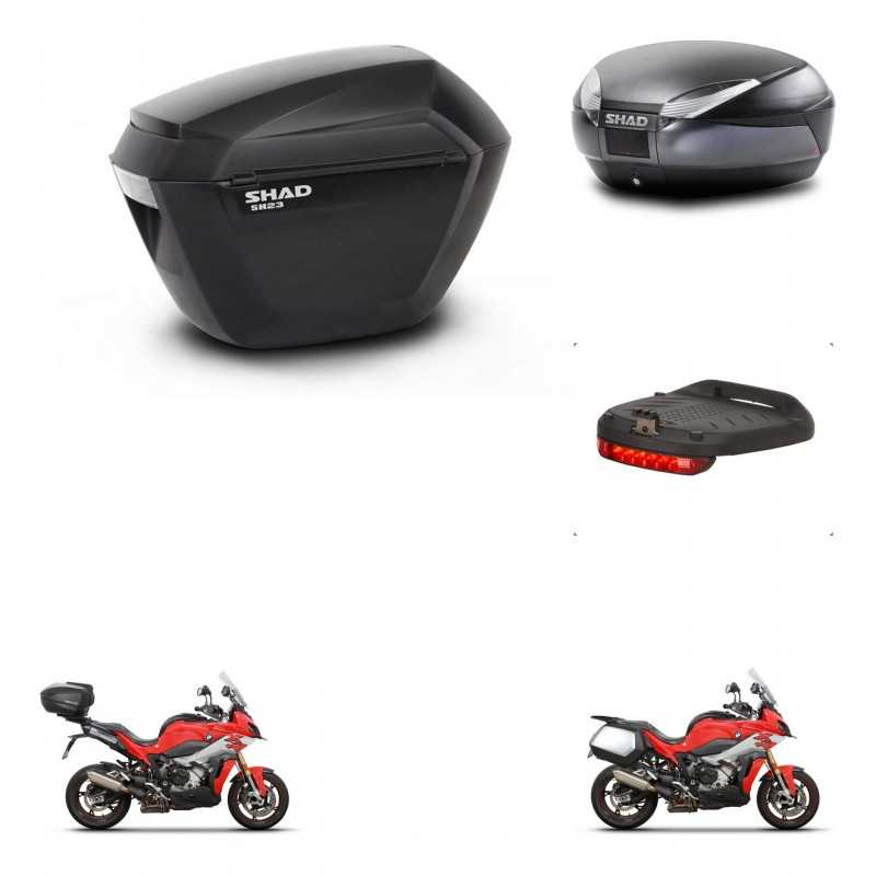 SHAD Baul trasero + maletas laterales luz de freno herraje 3p montaje SH23 SH48 DARK GREY PREMIUM KIT-273386