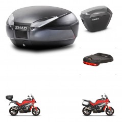 SHAD Side cases + rear trunk + brake light + 3p hardware + mounting hardware SH48 DARK GREY PREMIUM SH23 ALU KIT-273392