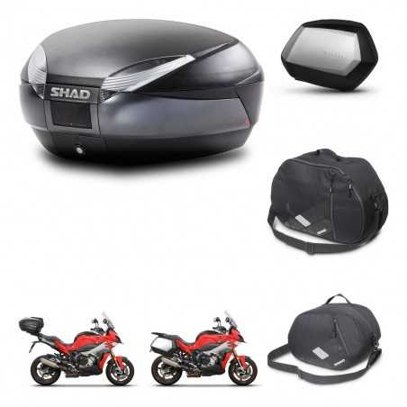 SHAD Maletas laterales + baul trasero accesorios herraje 3p montaje SH48 DARK GREY PREMIUM SC SH35 KIT-273399