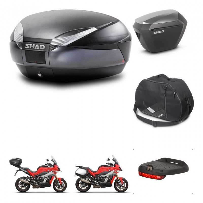 SHAD Maletas laterales + baul trasero accesorios herraje 3p montaje SH48 DARK GREY PREMIUM SH23 ALU KIT-273410