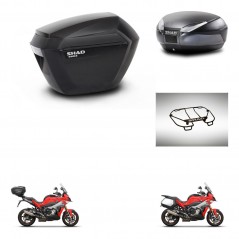 SHAD Rear trunk + side cases + upper rack rack + 3p hardware + mounting hardware SH23 SH48 DARK GREY PREMIUM KIT-273413