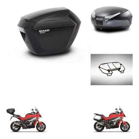 SHAD Baul trasero + maletas laterales parrilla portabultos superior herraje 3p montaje SH23 SH48 DARK GREY PREMIUM KIT-273413