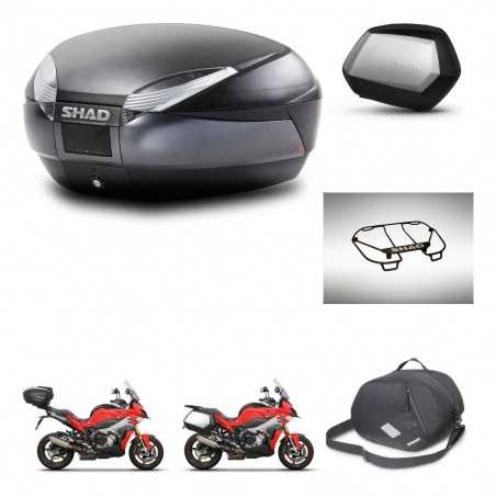 SHAD Maletas laterales + baul trasero accesorios herraje 3p montaje SH48 DARK GREY PREMIUM SC SH35 KIT-273417