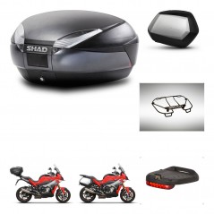 SHAD Maletas laterales + baul trasero accesorios herraje 3p montaje SH48 DARK GREY PREMIUM SC SH35 KIT-273427
