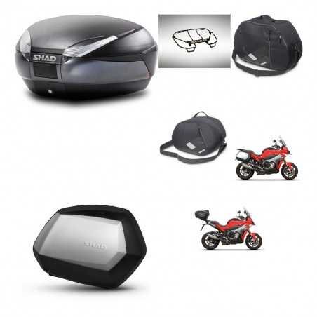 SHAD Maletas laterales + baul trasero accesorios herraje 3p montaje SH48 DARK GREY PREMIUM SC SH35 KIT-273435