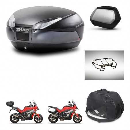 SHAD Maletas laterales + baul trasero accesorios herraje 3p montaje SH48 DARK GREY PREMIUM SC SH35 KIT-273436