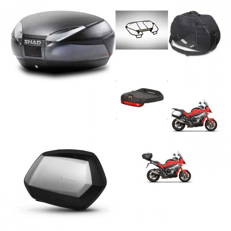 SHAD Maletas laterales + baul trasero accesorios herraje 3p montaje SH48 DARK GREY PREMIUM SC SH35 KIT-273445