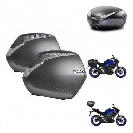 SHAD Baul trasero + maletas laterales herraje 3p montaje SH36 SH 36 SH48 DARK GREY PREMIUM KIT-273448