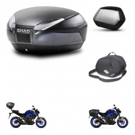 SHAD Maletas laterales + baul trasero bolsa interna herraje 3p montaje SH48 DARK GREY PREMIUM SC SH35 KIT-273453