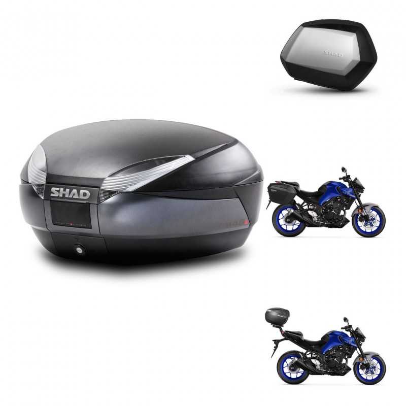 SHAD Maletas laterales + baul trasero herraje 3p montaje SH48 DARK GREY PREMIUM SC SH35 KIT-273454