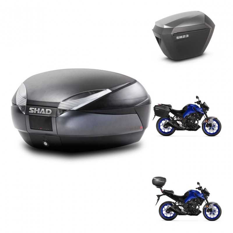 SHAD Side cases + rear trunk + 3p hardware + mounting hardware SH48 DARK GREY PREMIUM SH23 ALU KIT-273455