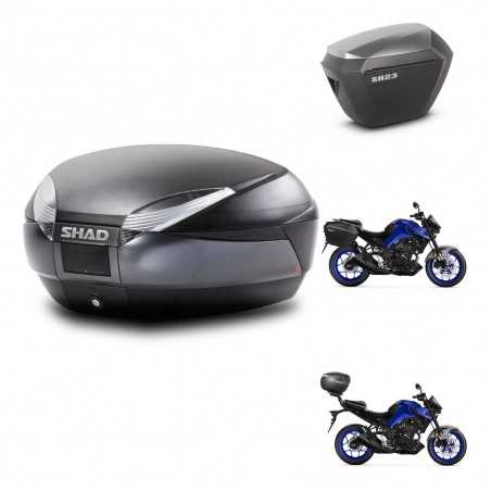 SHAD Maletas laterales + baul trasero herraje 3p montaje SH48 DARK GREY PREMIUM SH23 ALU KIT-273455