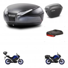 SHAD Side cases + rear trunk + brake light + 3p hardware + mounting hardware SH48 DARK GREY PREMIUM SH23 ALU KIT-273464