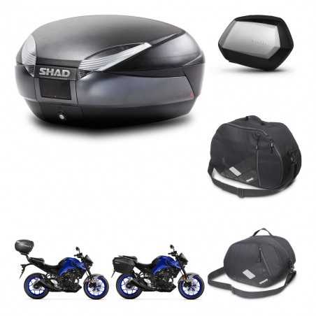 SHAD Maletas laterales + baul trasero accesorios herraje 3p montaje SH48 DARK GREY PREMIUM SC SH35 KIT-273471