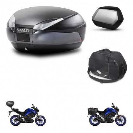 SHAD Maletas laterales + baul trasero bolsa interna herraje 3p montaje SH48 DARK GREY PREMIUM SC SH35 KIT-273472