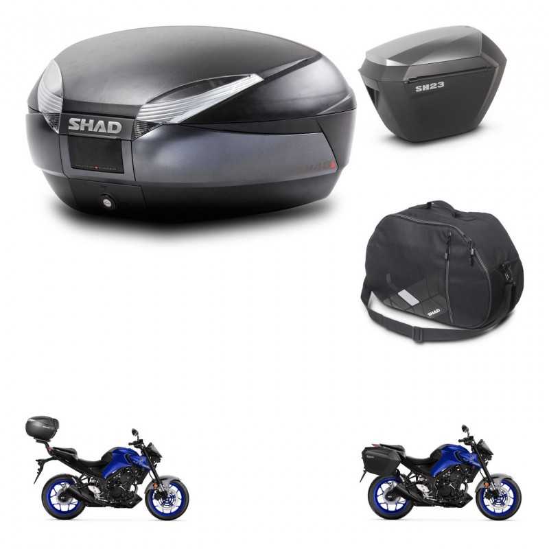 SHAD Side cases + rear trunk + inner bag + 3p hardware + mounting hardware SH48 DARK GREY PREMIUM SH23 ALU KIT-273473