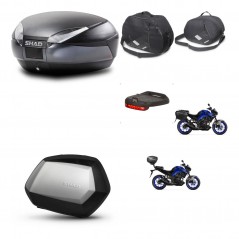 SHAD Maletas laterales + baul trasero accesorios herraje 3p montaje SH48 DARK GREY PREMIUM SC SH35 KIT-273480