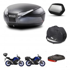 SHAD Maletas laterales + baul trasero accesorios herraje 3p montaje SH48 DARK GREY PREMIUM SC SH35 KIT-273481