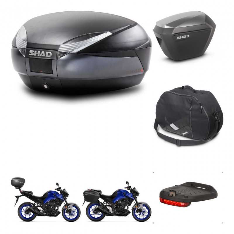 SHAD Maletas laterales + baul trasero accesorios herraje 3p montaje SH48 DARK GREY PREMIUM SH23 ALU KIT-273482