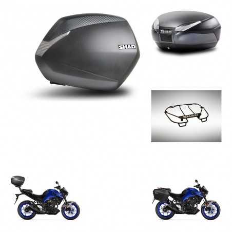 SHAD Baul trasero + maletas laterales parrilla portabultos superior herraje 3p montaje SH36 SH 36 SH48 DARK GREY PREMIUM KIT-273