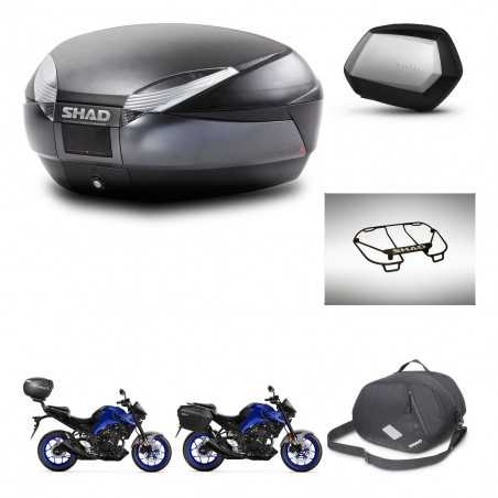 SHAD Maletas laterales + baul trasero accesorios herraje 3p montaje SH48 DARK GREY PREMIUM SC SH35 KIT-273489